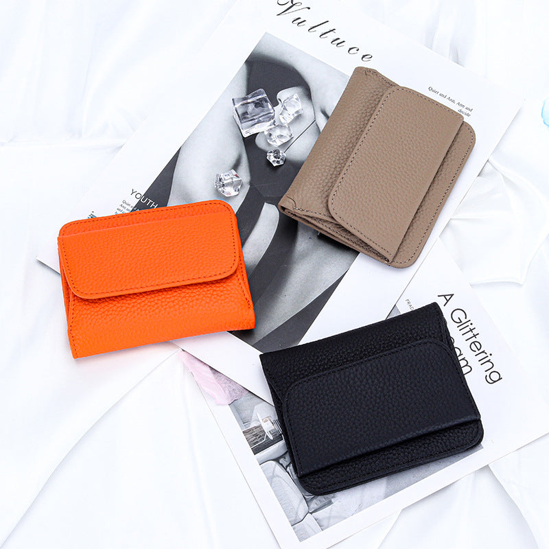 Women's Cowhide Style Short Big Litchi Pattern Ladies Wallet