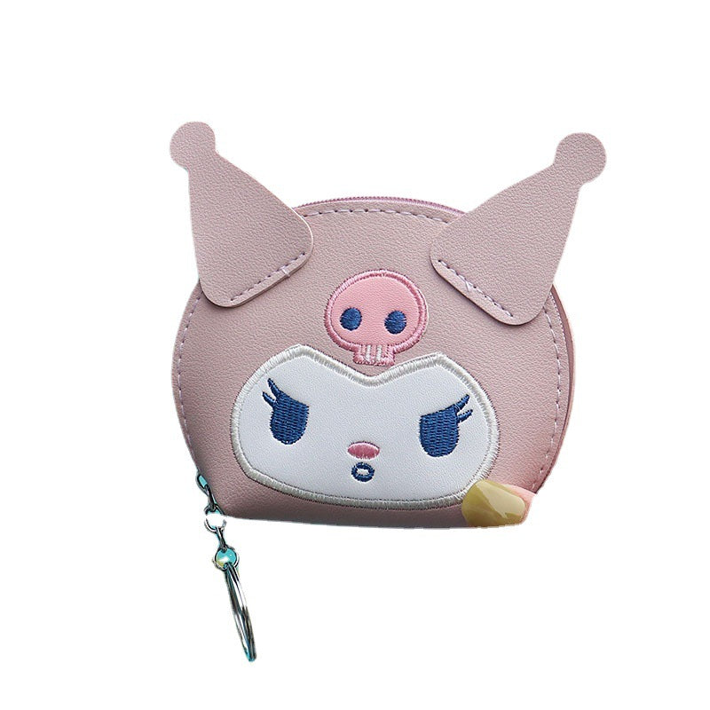 Creative Leather Embroidered Earphone Short Portable Coin Purses