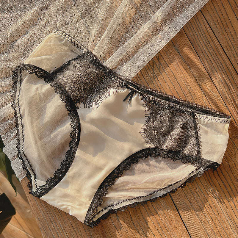 Women's Satin Sexy Lace Underwear Hot Mesh Breathable Panties