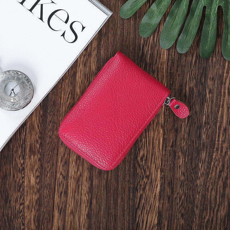 Women's & Men's Cowhide Expanding Multiple Slots Large Capacity Clamp Card Holder