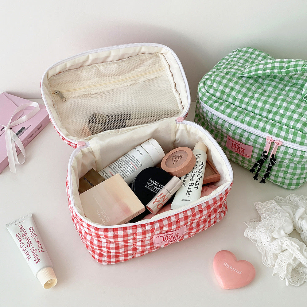 Portable Large Capacity Color Plaid Storage Bags