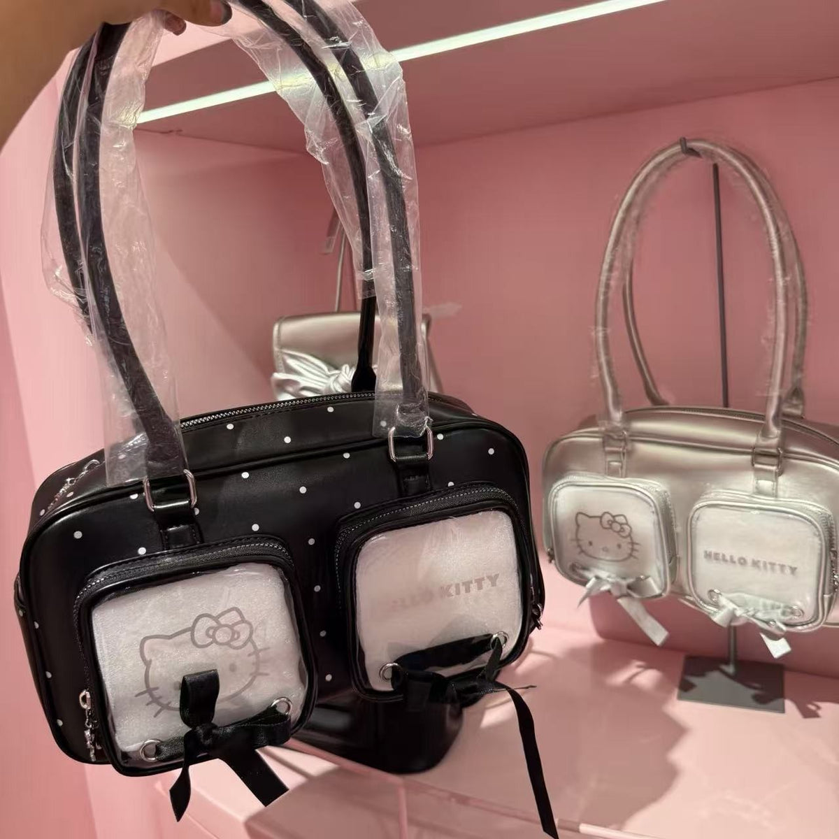 Style Ribbon Bow Personalized Transparent Cartoon Good-looking Large Women's Shoulder Bag