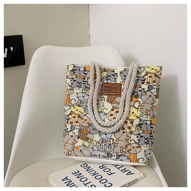 Women's Canvas Trendy Simple Textured Large Capacity Women's Shoulder Bag