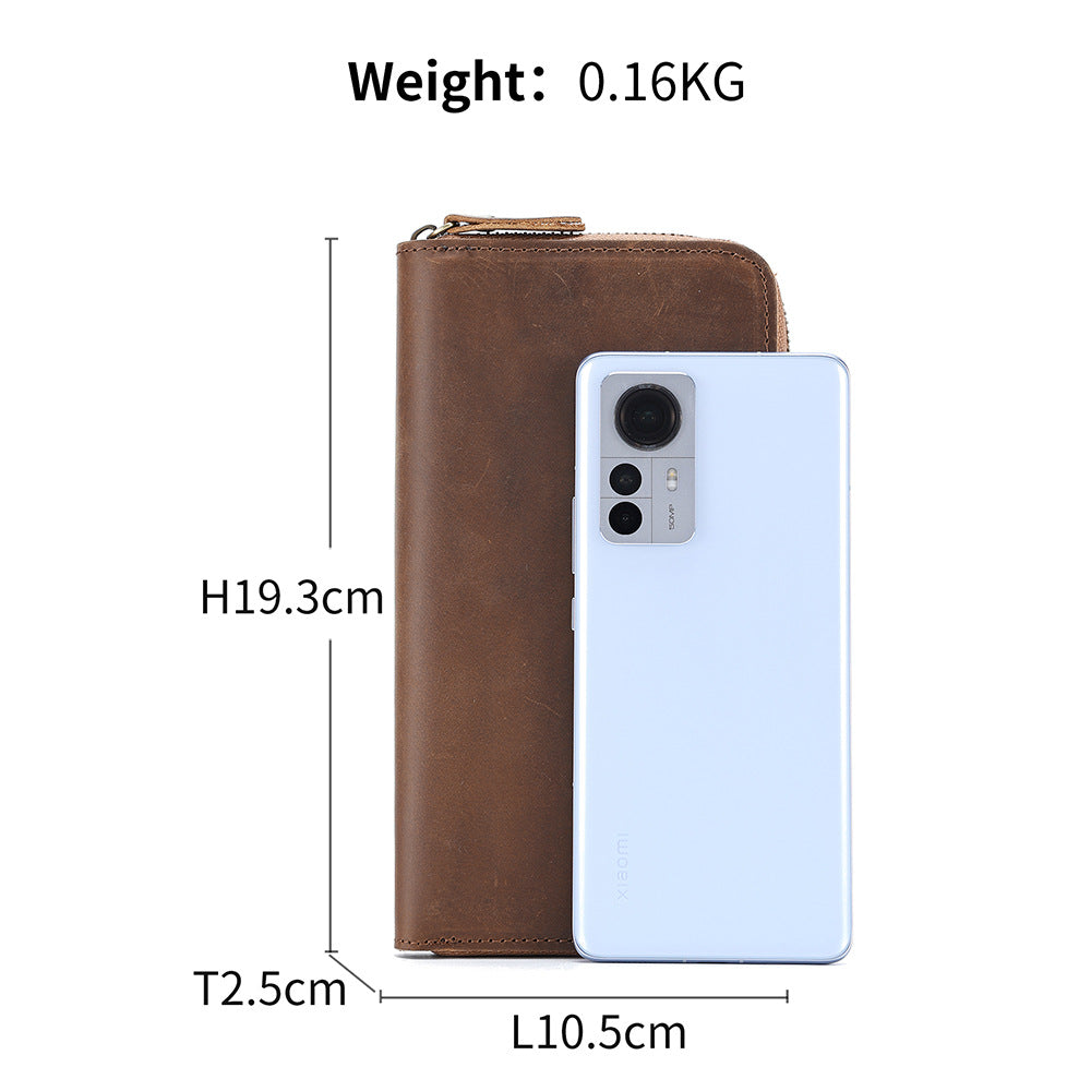 Men's Crazy Horse Leather Business Retro Long Men's Wallets