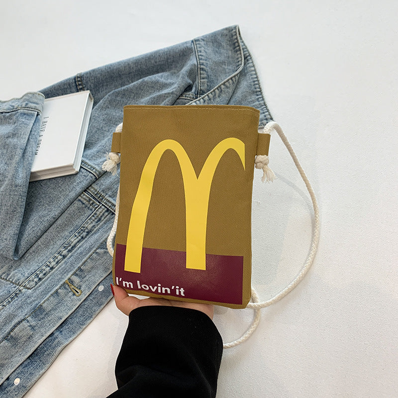 Casual Mcdonald Paper Printing Lunch Box Shoulder Bags
