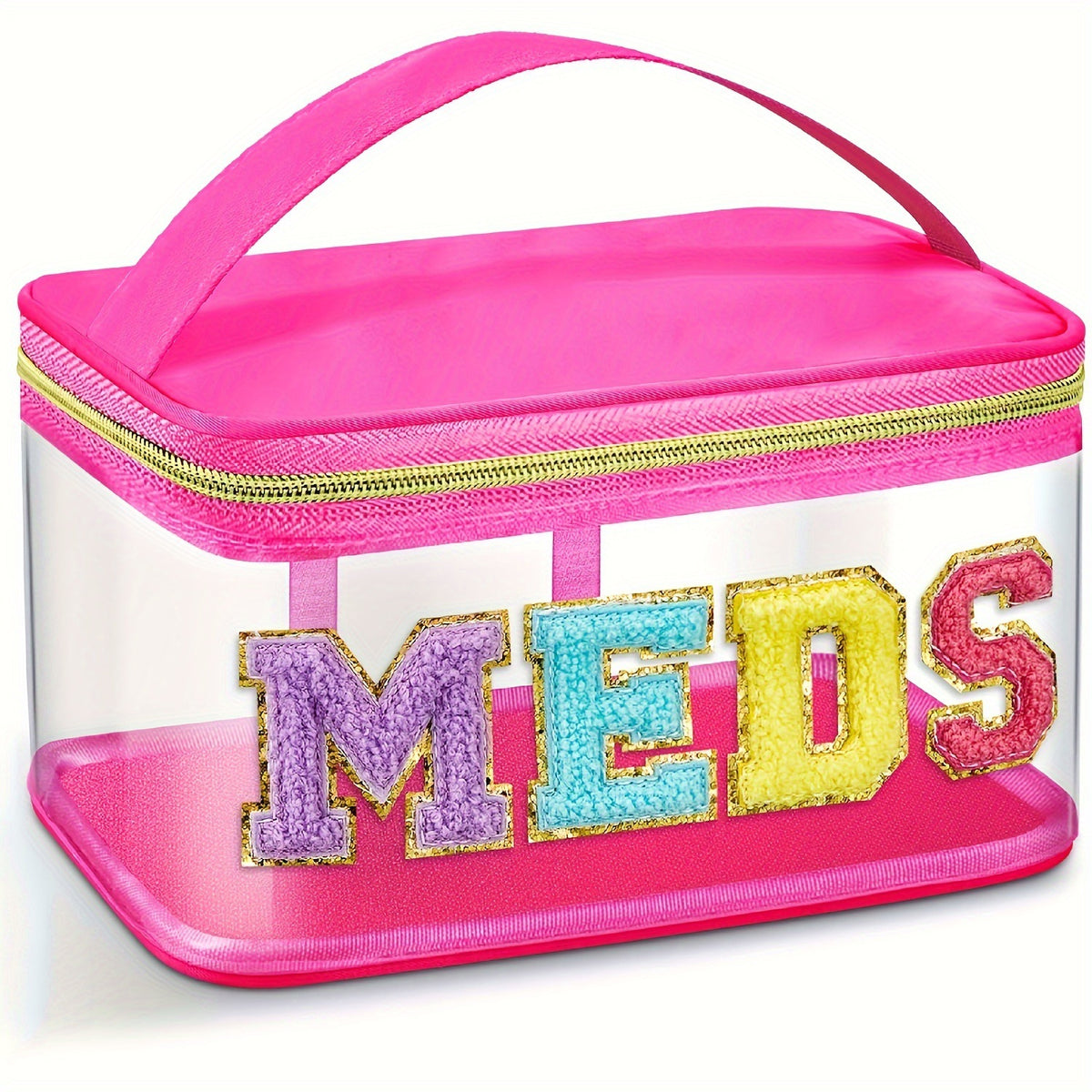Transparent Hand Embroidered Letter Portable Cosmetics Bags