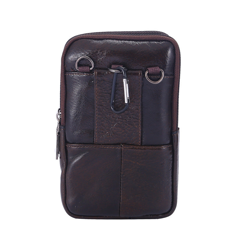 Men's Cowhide Multifunctional Mobile Portable Fashion Leather Men's Waist Packs