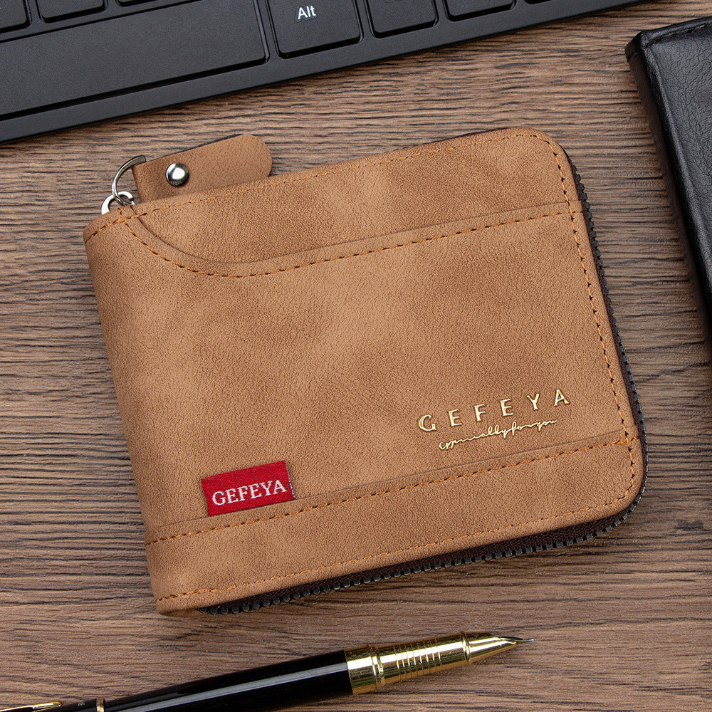 Men's Retro Short Swiping Zipper Source Purses
