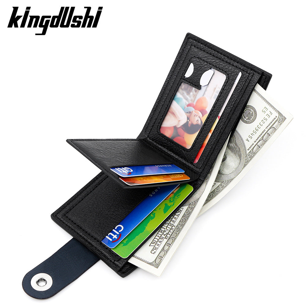 Men's Short Simple Magnetic Snap With Zipper Pocket Multiple Men's Wallets