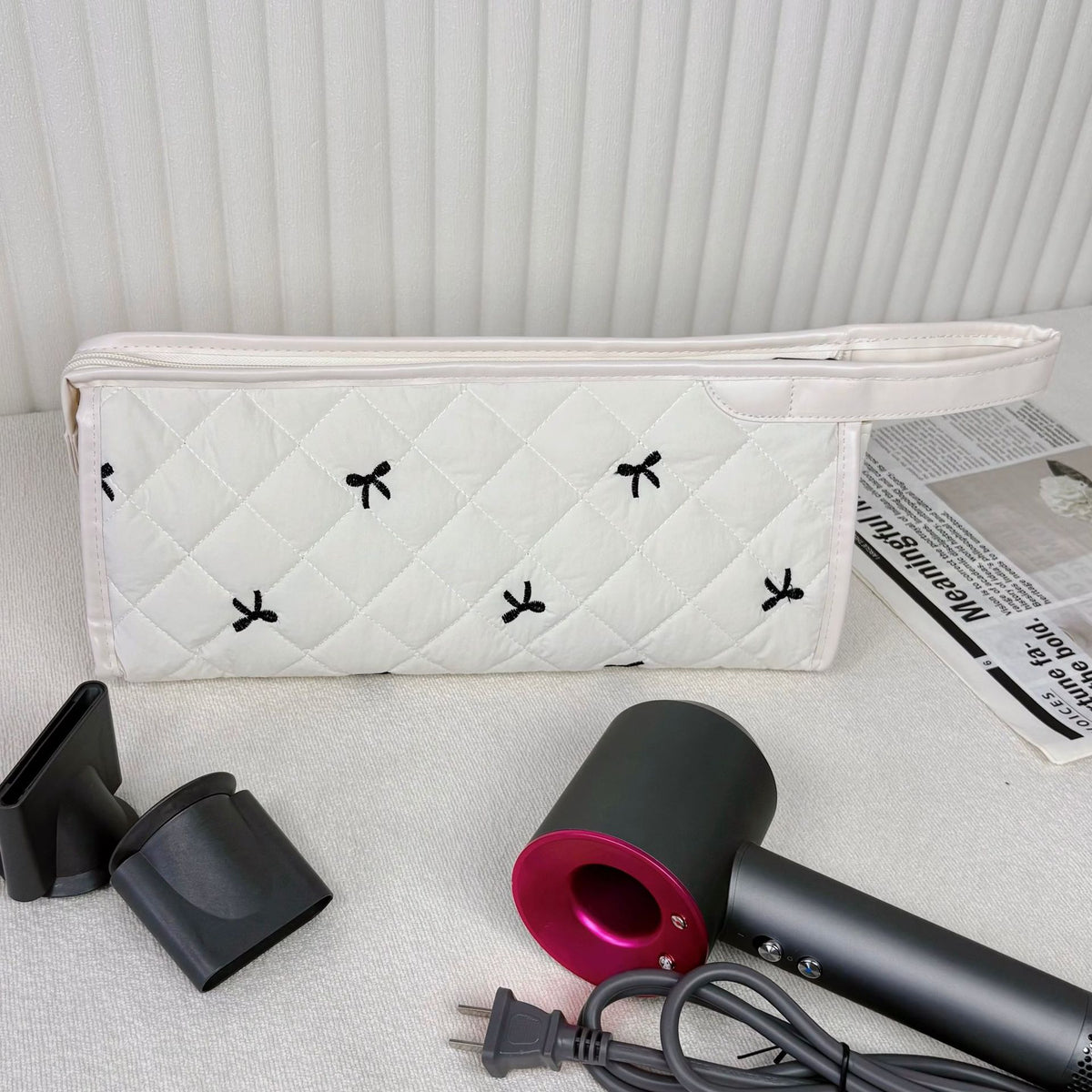 Capacity Hair Dryer Storage Portable Floral Cosmetic Bags