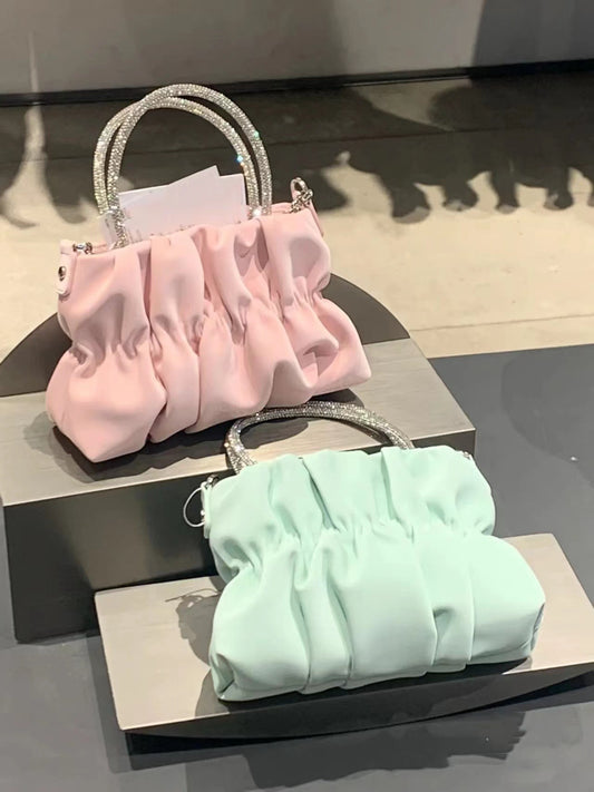 Women's Macaron Fresh Summer Fashion Pleated Cloud Handbags