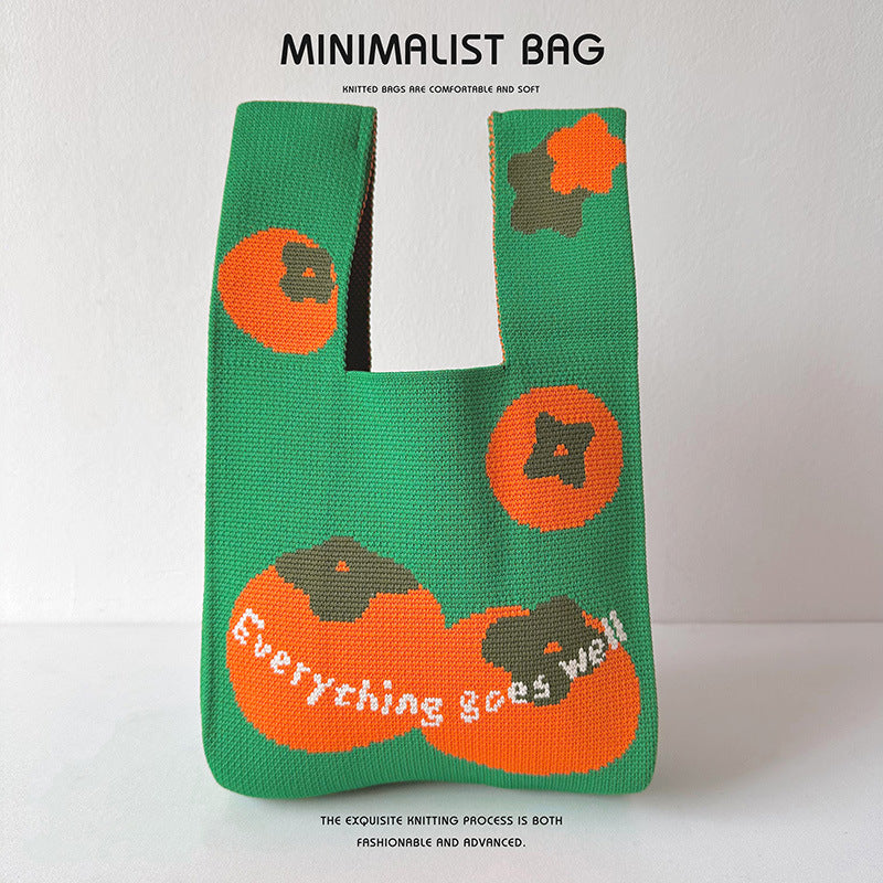 Women's Festive Gift Knitted Lucky Trendy Persimmon Handbags