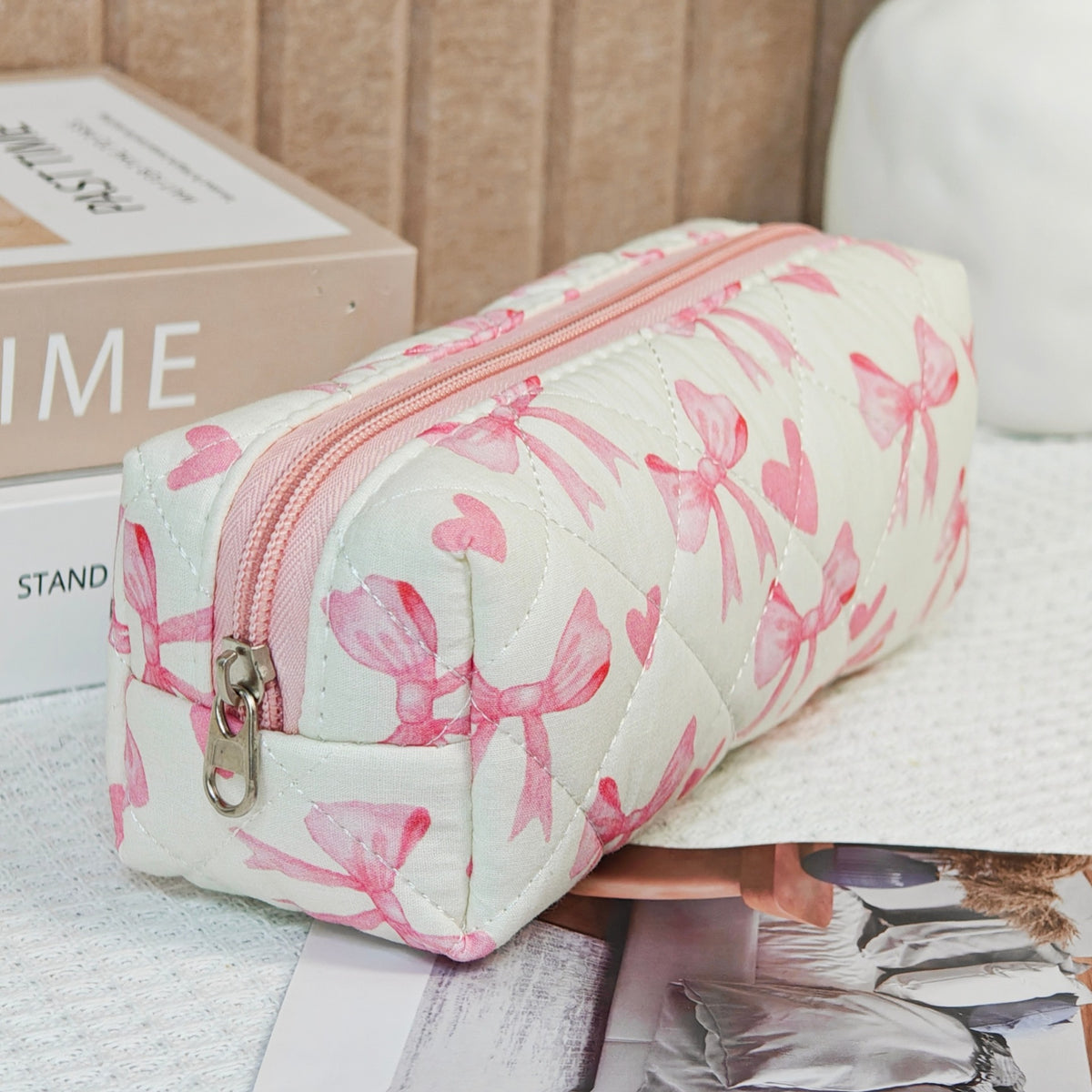 Wind Large Capacity Fabric Bow Printing Buggy Minority Simple Stationery Bags