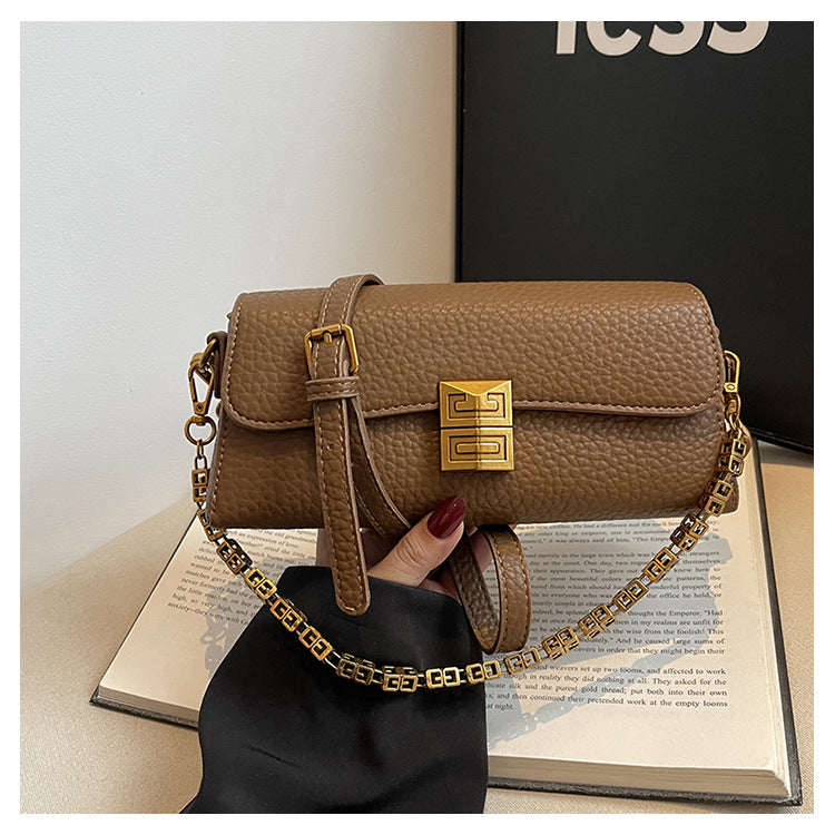 Women's Springtide Versatile Chain Litchi Pattern Solid Color South Bags