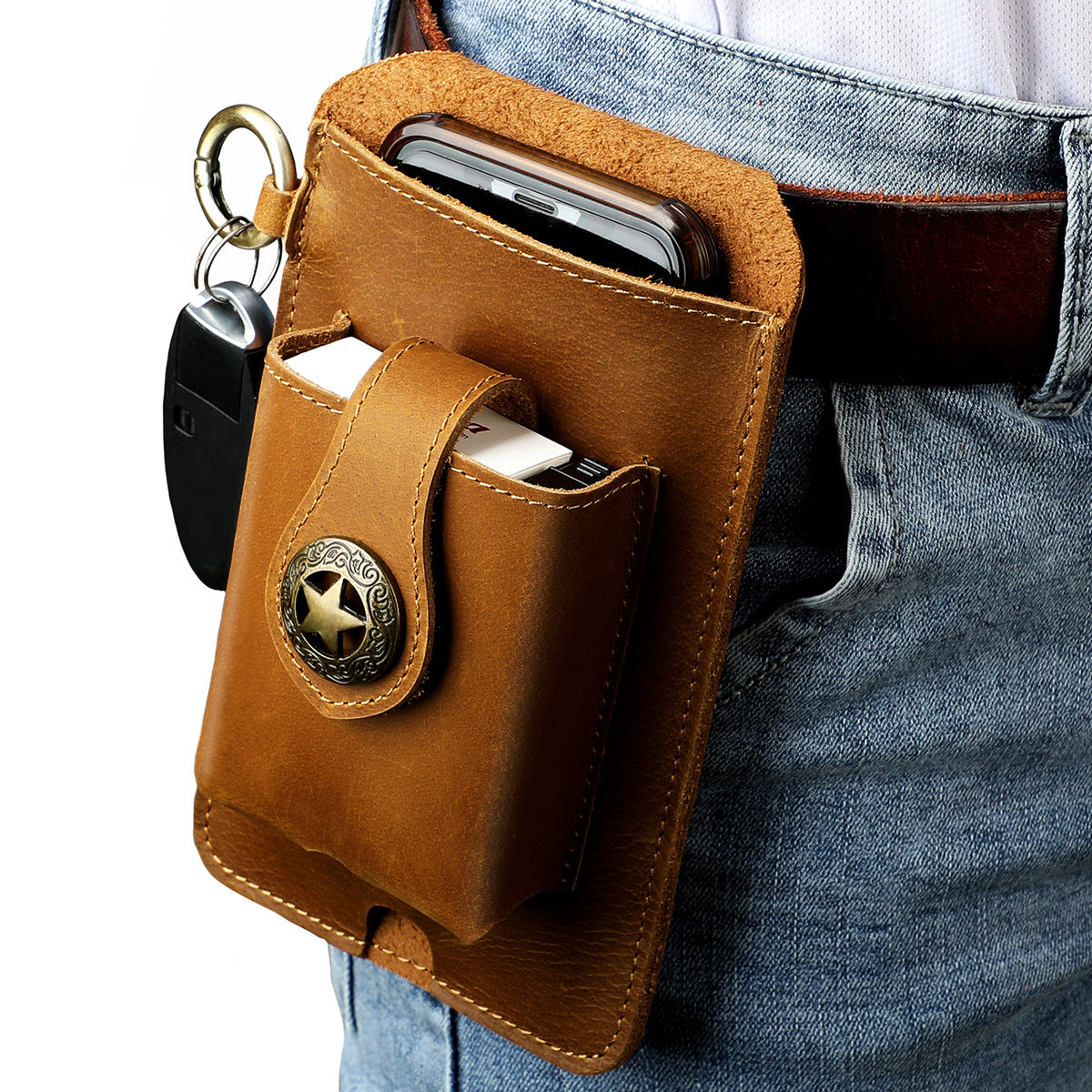 Men's Mobile Leather Work Crazy Horse Men's Waist Packs