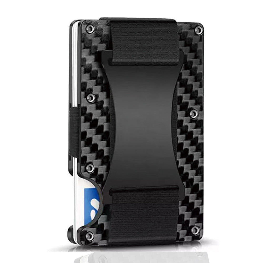 Men's Carbon Fiber Swiping Metal Clamp Simplicity Card Holder