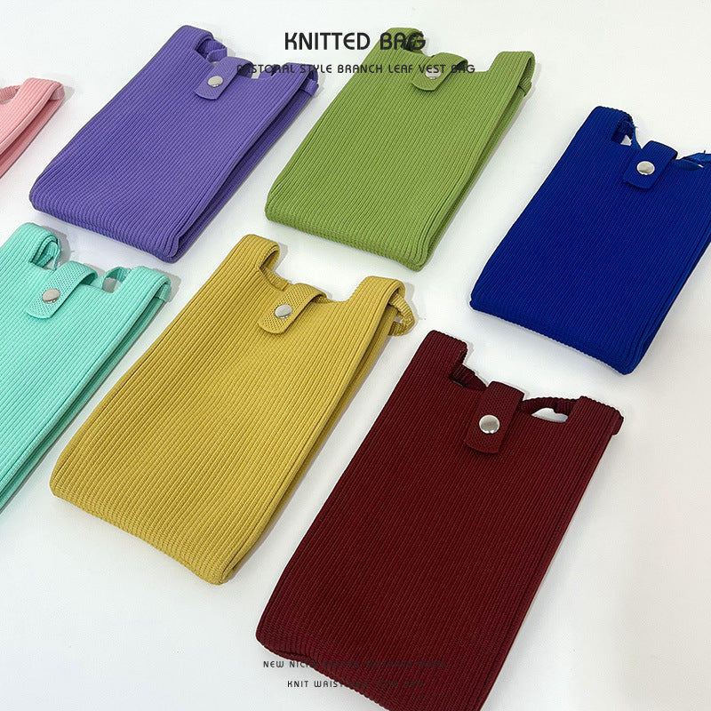 Elegant Solid Color Niche Knitted Korean Phone Bags