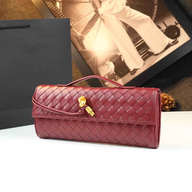 Women's Woven Baguette Fashion Horizontal Clutch Organ Bags