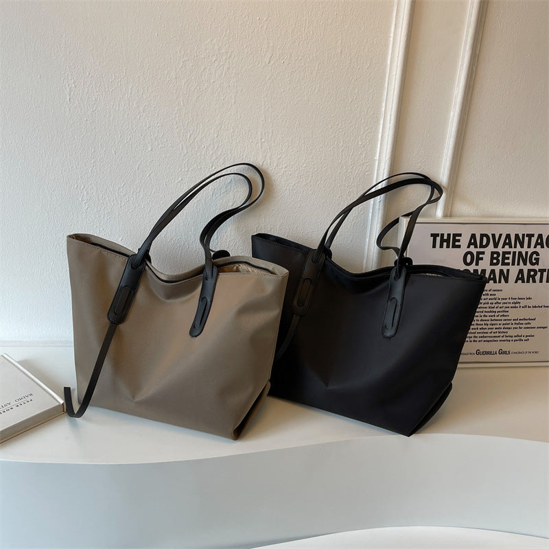 Cloth Solid Color Retro Large Capacity Simple Women's Shoulder Bag