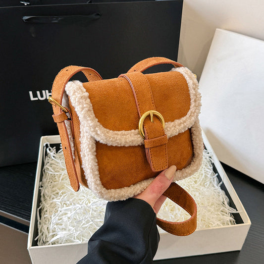 Women's Contrast Color Design One Fashion Lamb Shoulder Bags