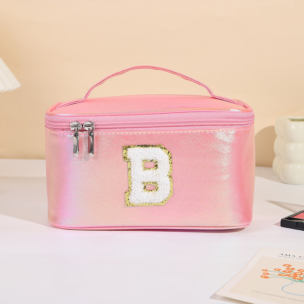 Women's Embroidered Lettered Make-up Three-dimensional Large Capacity Storage Portable Makeup Bag