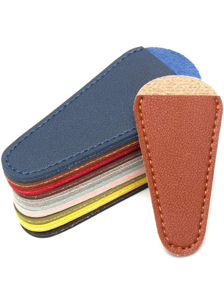 Portable Eyebrow Trimming Scissors Protective Leather Card Holder