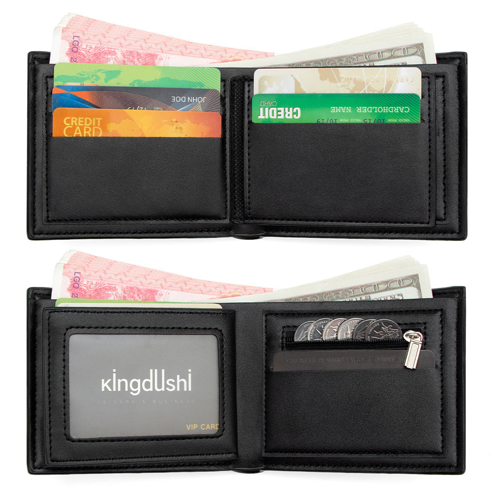 Men's Short Simple Multifunctional Zipper Sier Men's Wallet