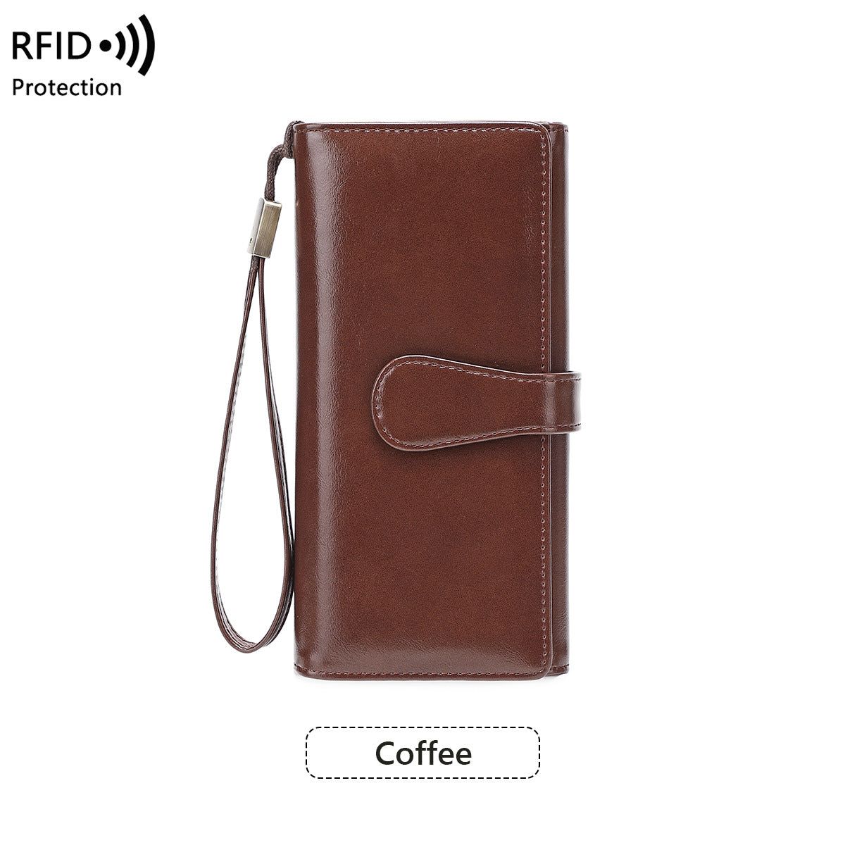 Women's Swiping Oil Wax Leather Long Vintage Ladies Wallet