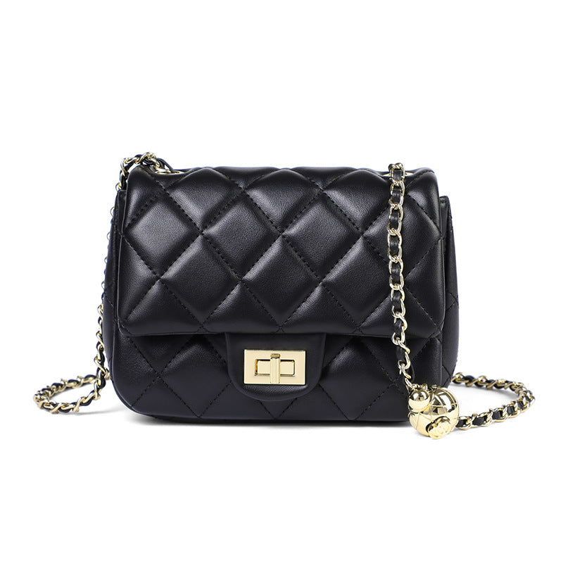 Women's Trendy Genuine Leather Fashion Rhombus Chain Women's Messenger Bag