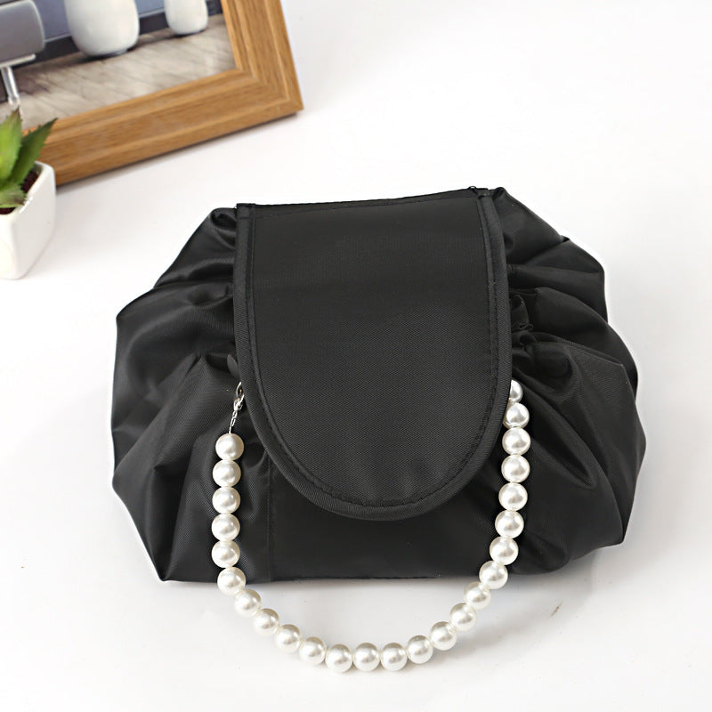 Molding Lazy Storage Black Satin Cosmetics Large Capacity Makeup Bag