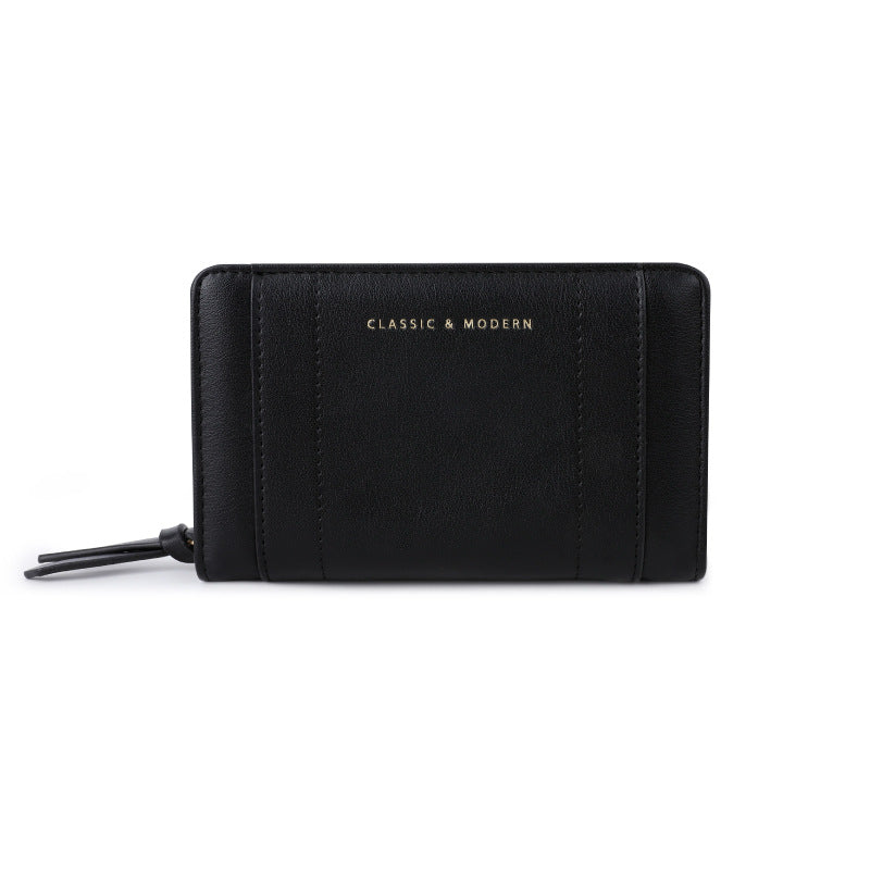 Large Capacity Design Solid Color Two Ladies Wallet