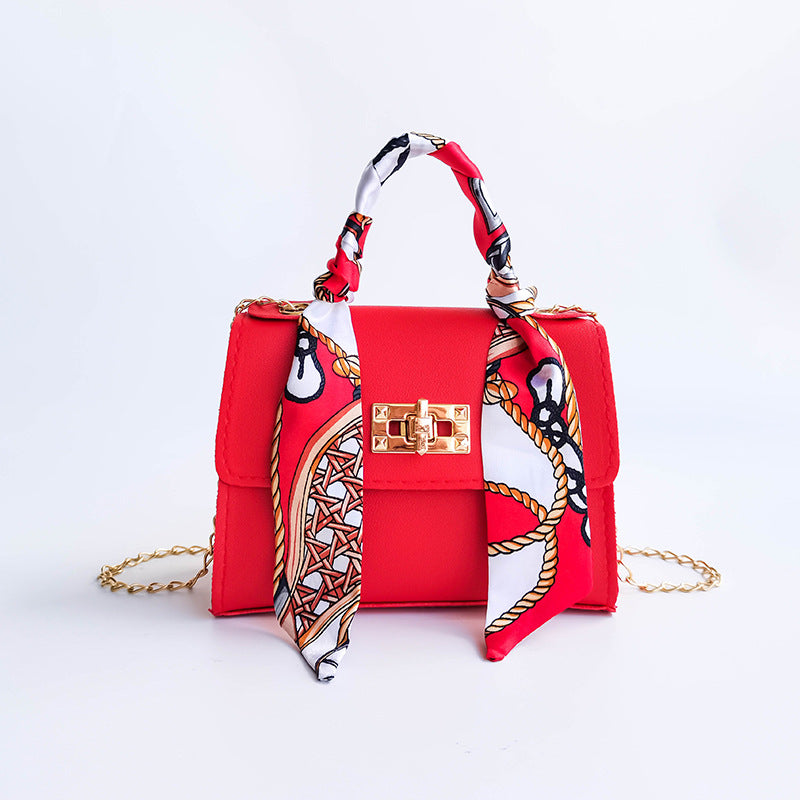 Women's Fashion Design Silk Scarf Mini Chain Handbags