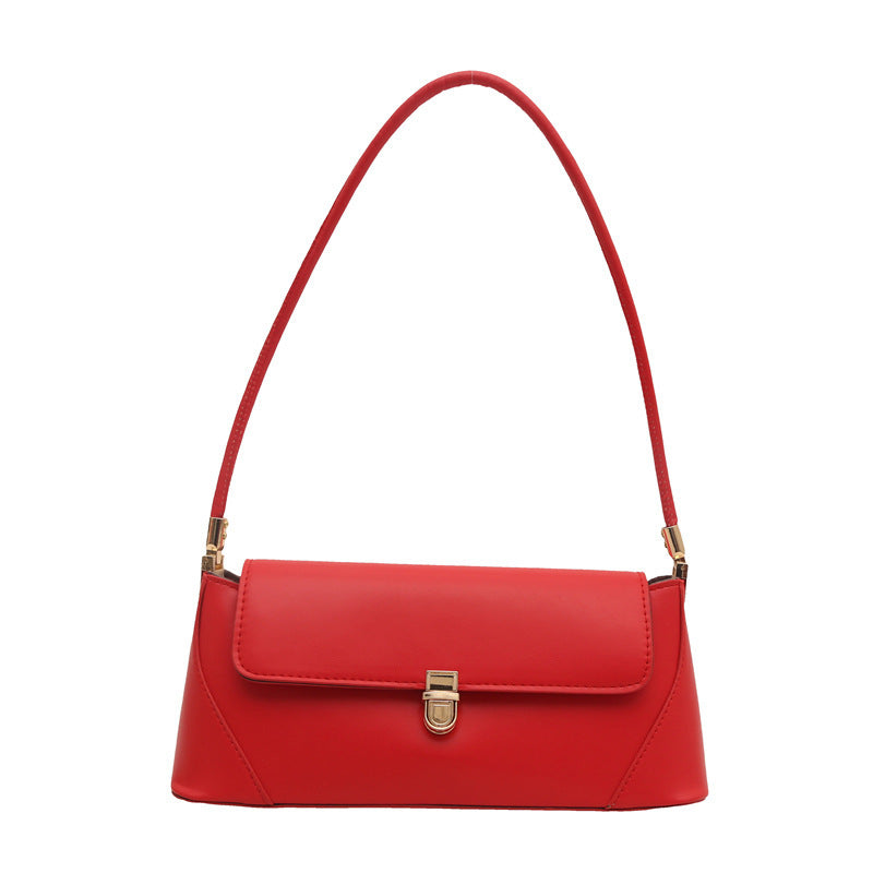 Women's Large Capacity French Solid Color Single Lock