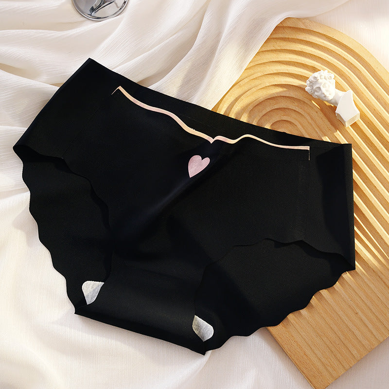 Women's Ice Silk Love Underwear Thin Breathable Purified Panties