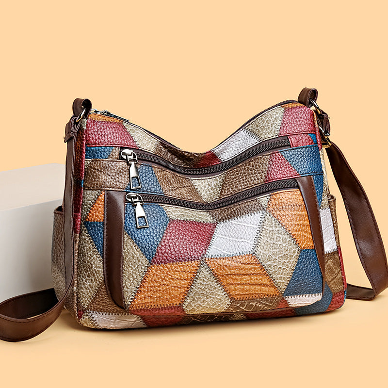 Mom Stitching Large Capacity Simple Retro Soft Backpacks