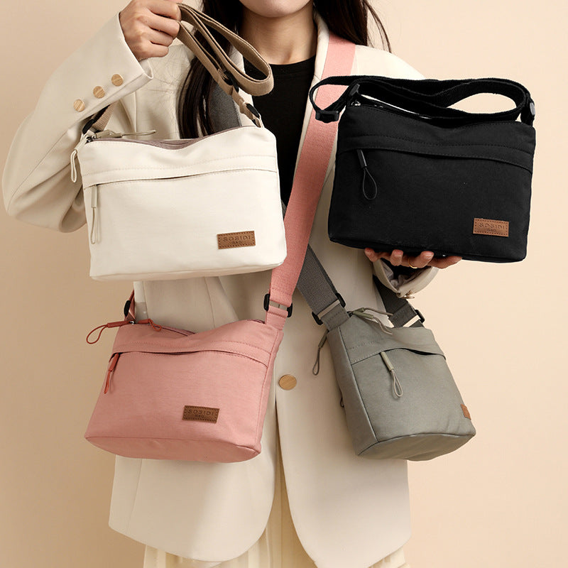 Women's Simple Solid Color Nylon Cloth Waterproof Portable Bags