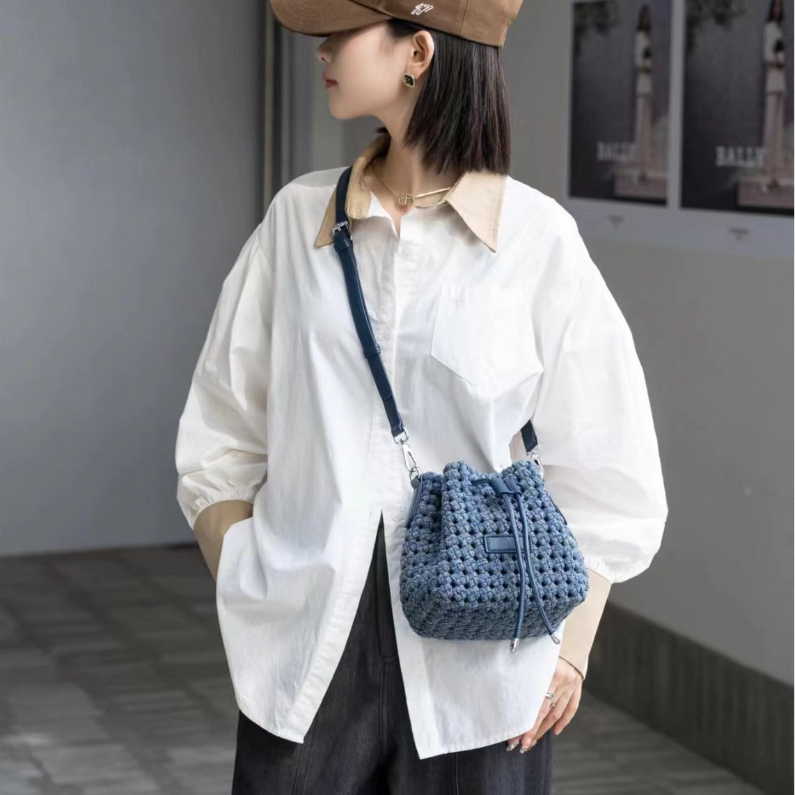Women's High-grade Hand-woven Denim Versatile Fashion Women's Shoulder Bag