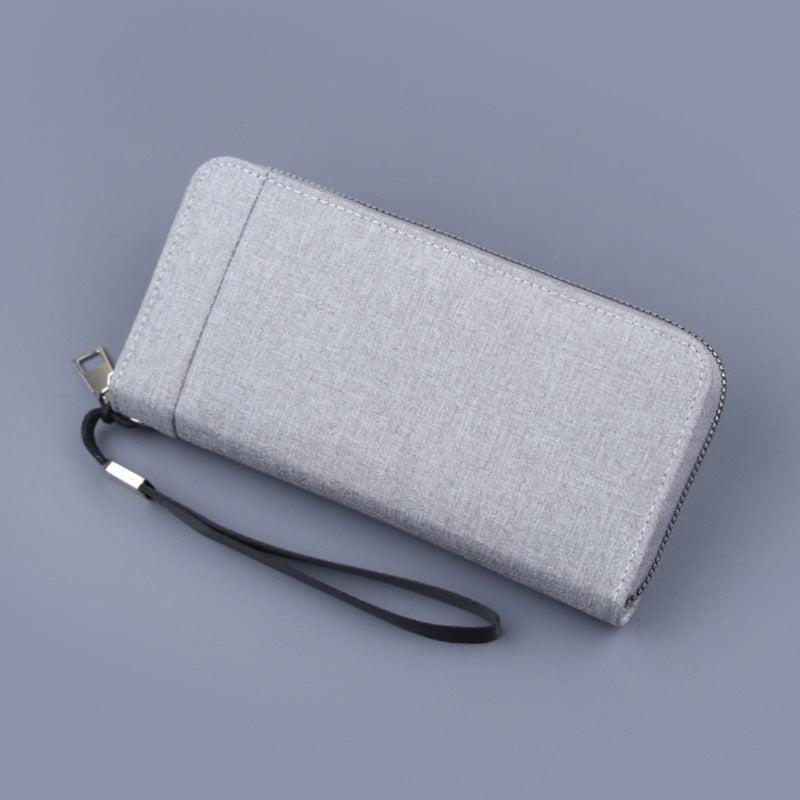 Men's Canvas Long Clutch Zipper Mobile Large Men's Wallets