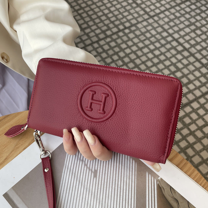 Women's Simple Fashion Long First Layer Cowhide Ladies Wallet