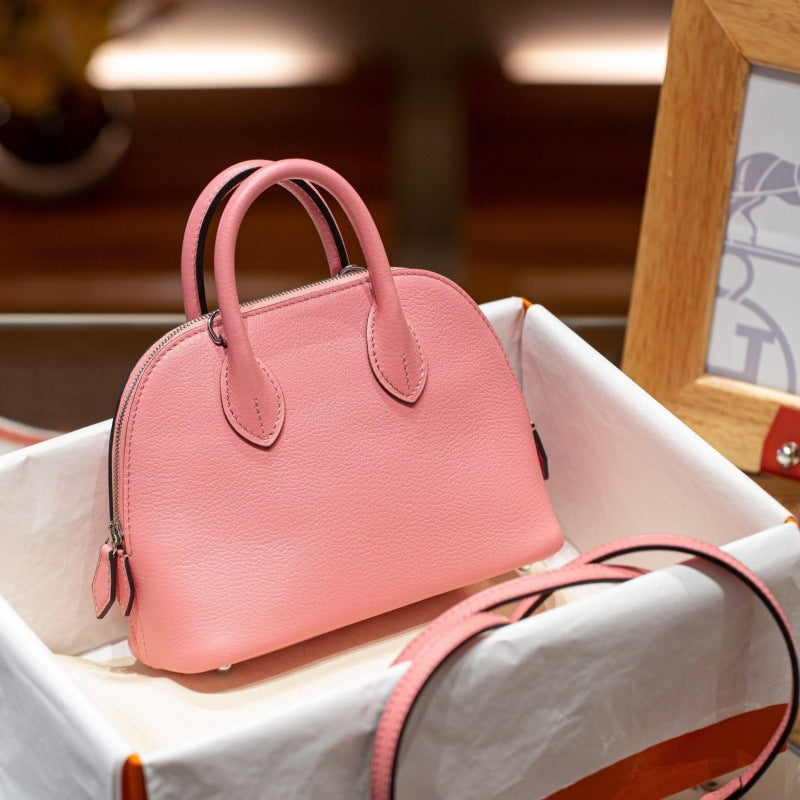 Mini Genuine Leather Goat Pattern Bowling Shell High-grade Bags