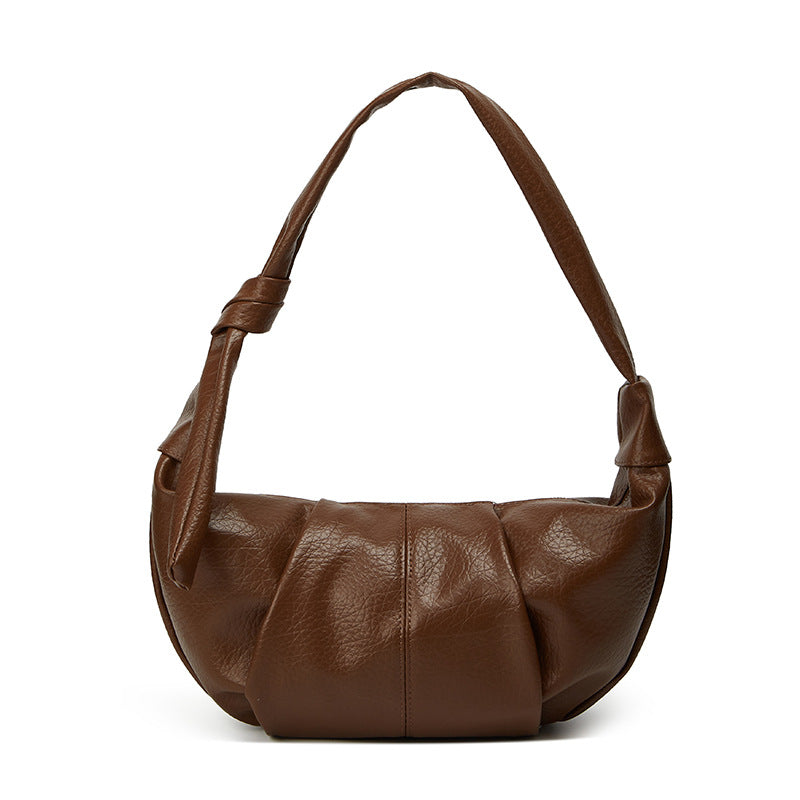 Large Capacity Retro Soft Leather Pleated Dumpling Women's Shoulder Bag