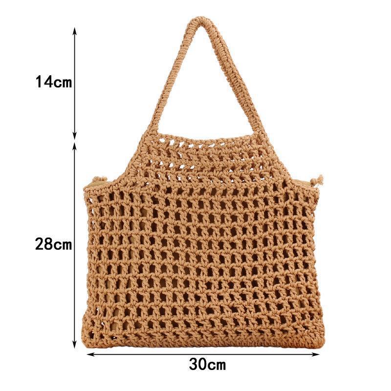 Summer Mori Artistic Natural Cotton Thread Hand-woven Mesh Fishnet Vacation Bags