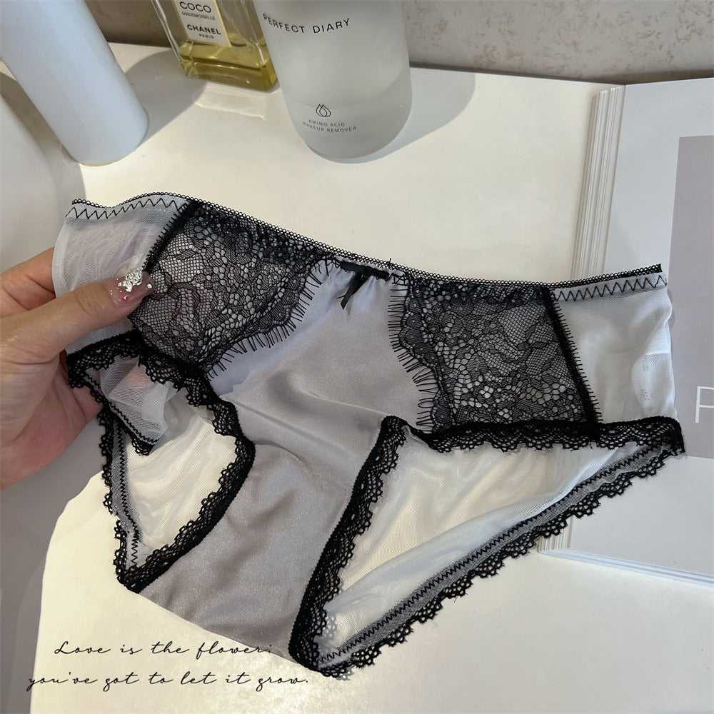 Women's Satin Sexy Lace Underwear Hot Mesh Breathable Panties