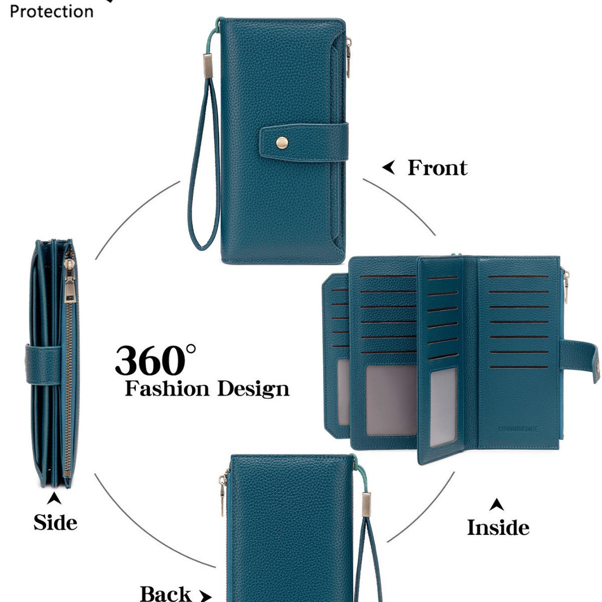 Women's Lychee Pattern Soft Leather Clutch Fashion Ladies Wallet