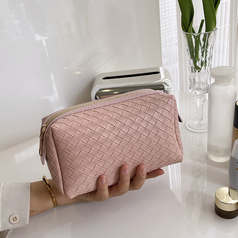 Pattern Green Portable High Sense Clutch Leather Cosmetics Storage Cosmetic Bags