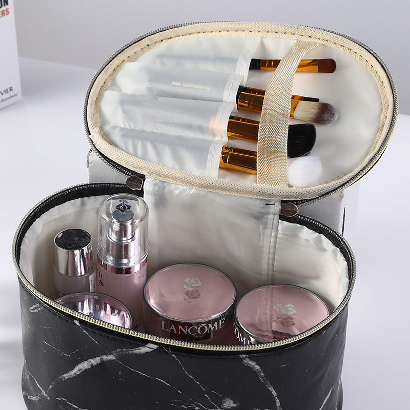 Women's Gray Marble Storage Waterproof Portable Toiletry Travel Bags