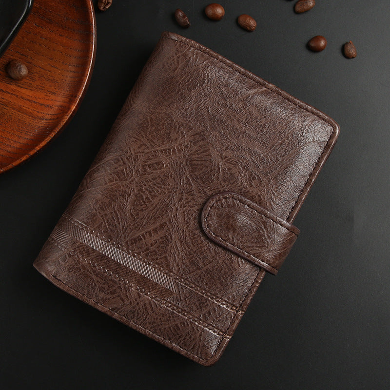 Men's Short Business Retro Style Leather Vertical Account Men's Wallet