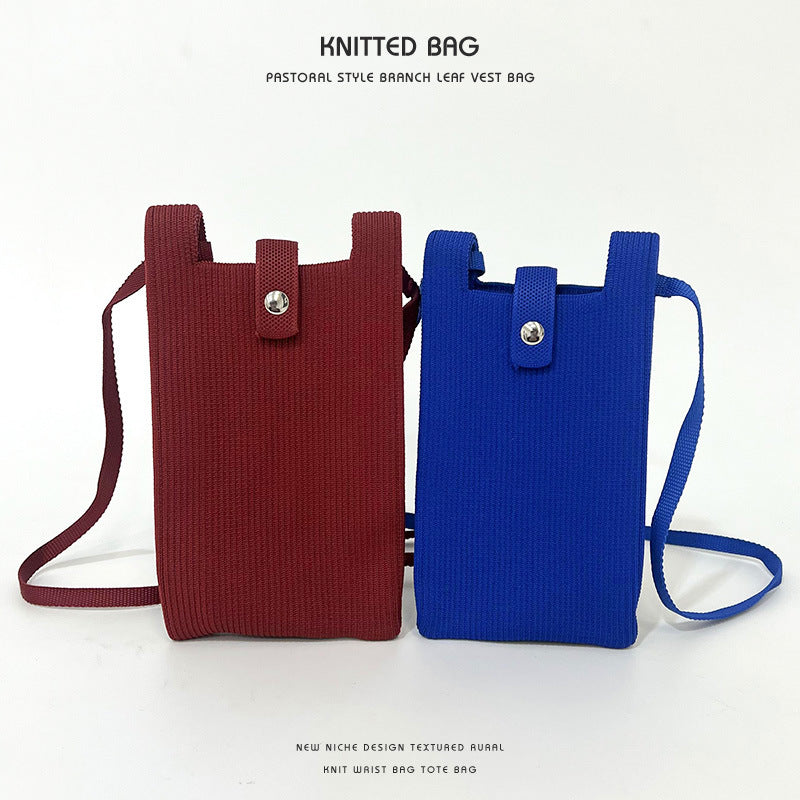 Elegant Solid Color Niche Knitted Korean Phone Bags