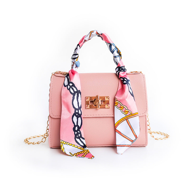 Women's Fashion Design Silk Scarf Mini Chain Handbags
