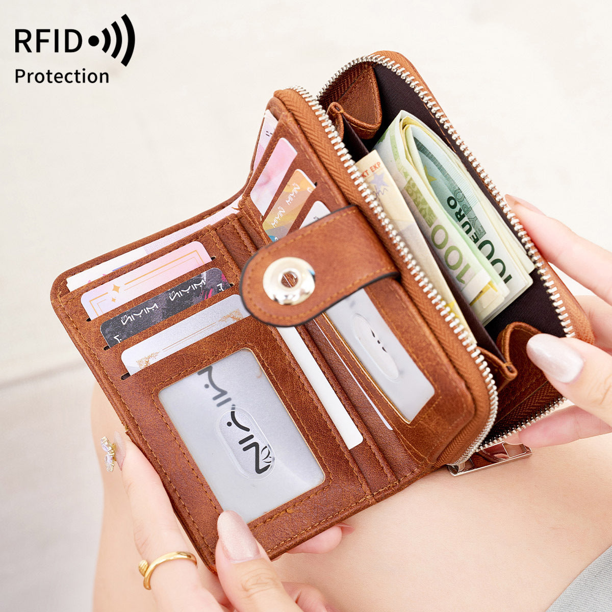 Women's Multiple Slots Zipper Hasp Retro Fashion Ladies Wallet